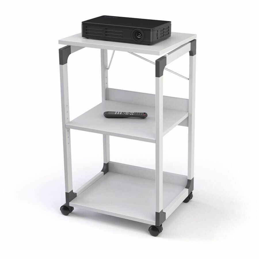 3-Tier Multimedia Trolley for Projectors, Metal, 3 Shelves, 20 x 17 x 34.75, Gray