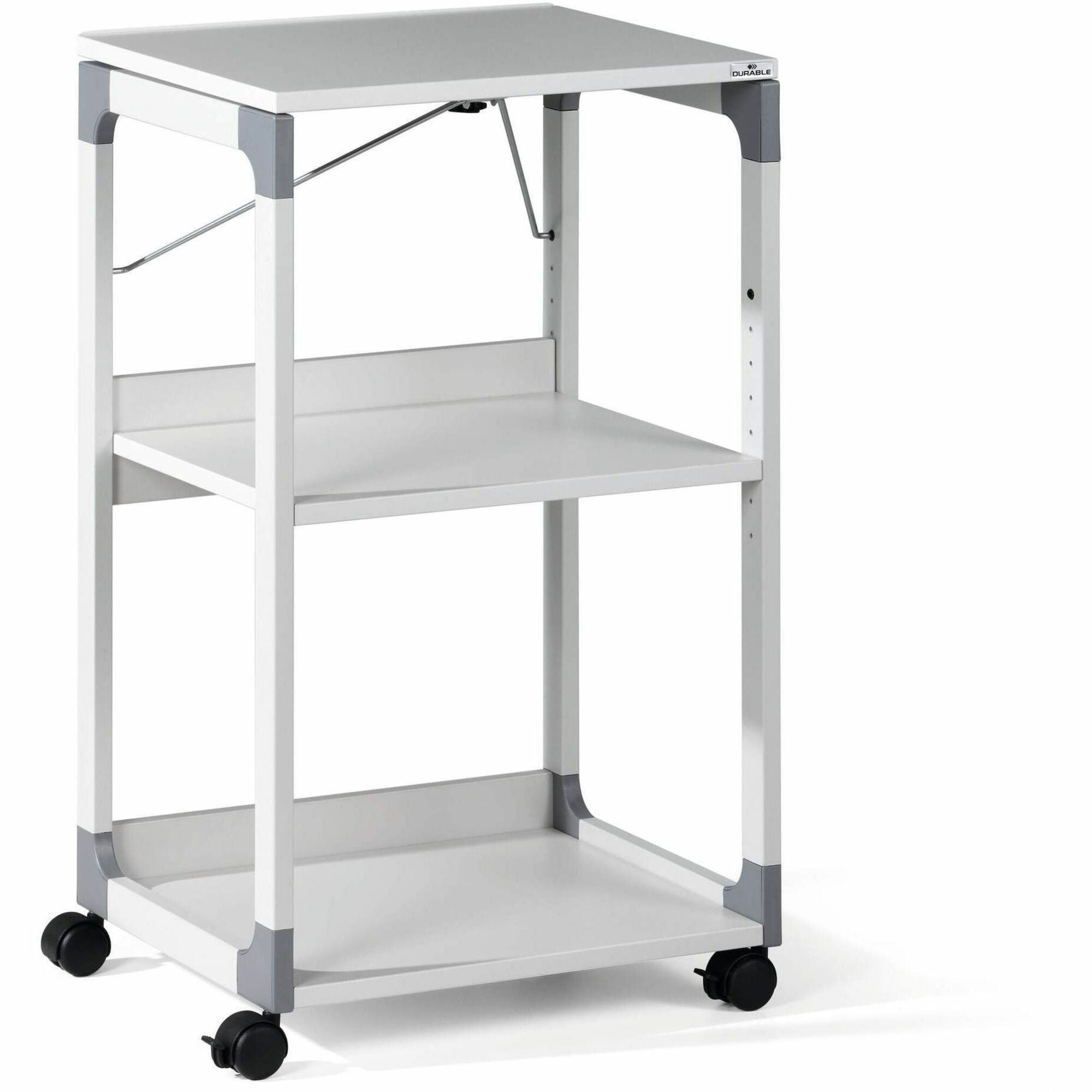 3-Tier Multimedia Trolley for Projectors, Metal, 3 Shelves, 20 x 17 x 34.75, Gray