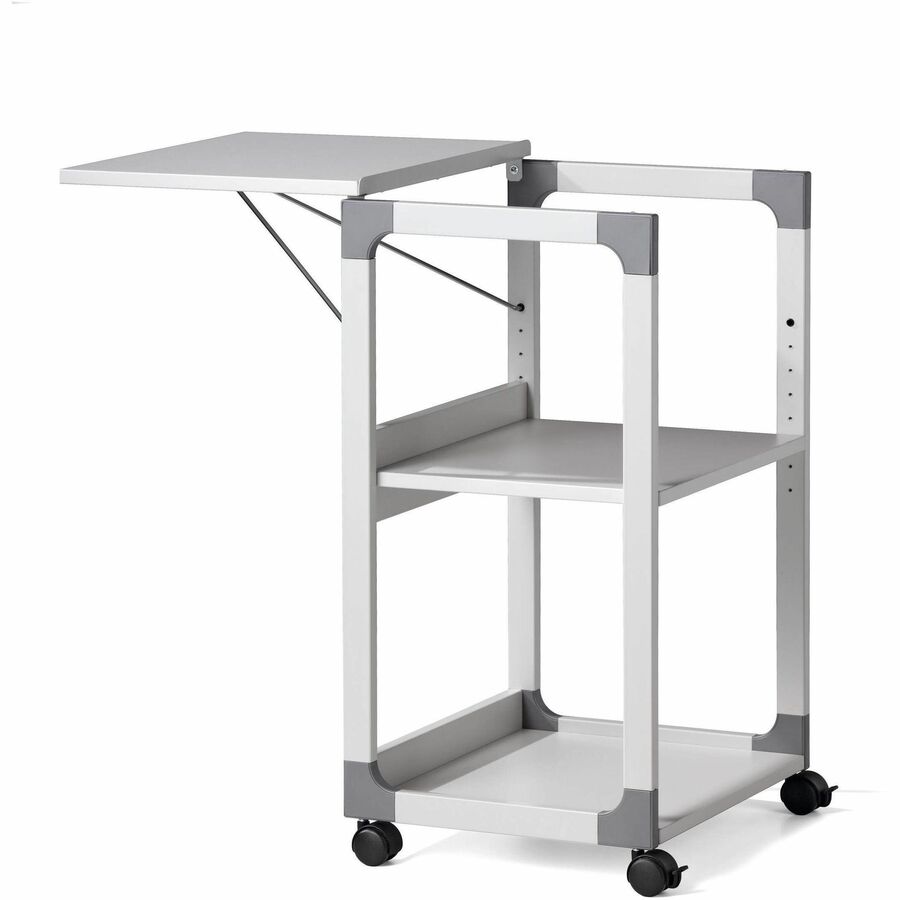3-Tier Multimedia Trolley for Projectors, Metal, 3 Shelves, 20 x 17 x 34.75, Gray