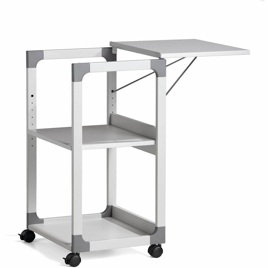 3-Tier Multimedia Trolley for Projectors, Metal, 3 Shelves, 20 x 17 x 34.75, Gray