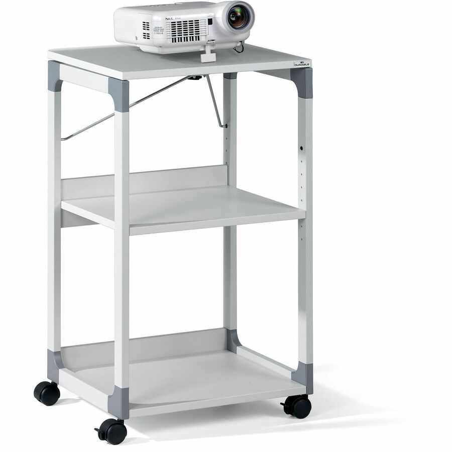 3-Tier Multimedia Trolley for Projectors, Metal, 3 Shelves, 20 x 17 x 34.75, Gray