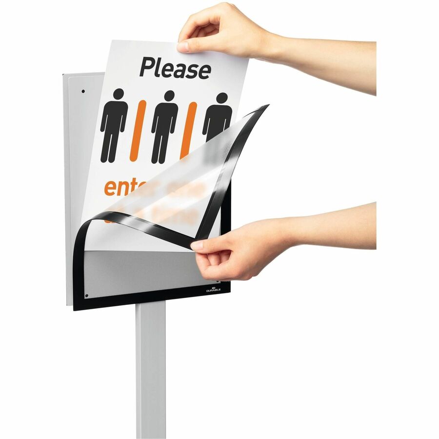 Info Basic Floor Stand, 55.31" Tall, Black Stand, 11 x 17 Face