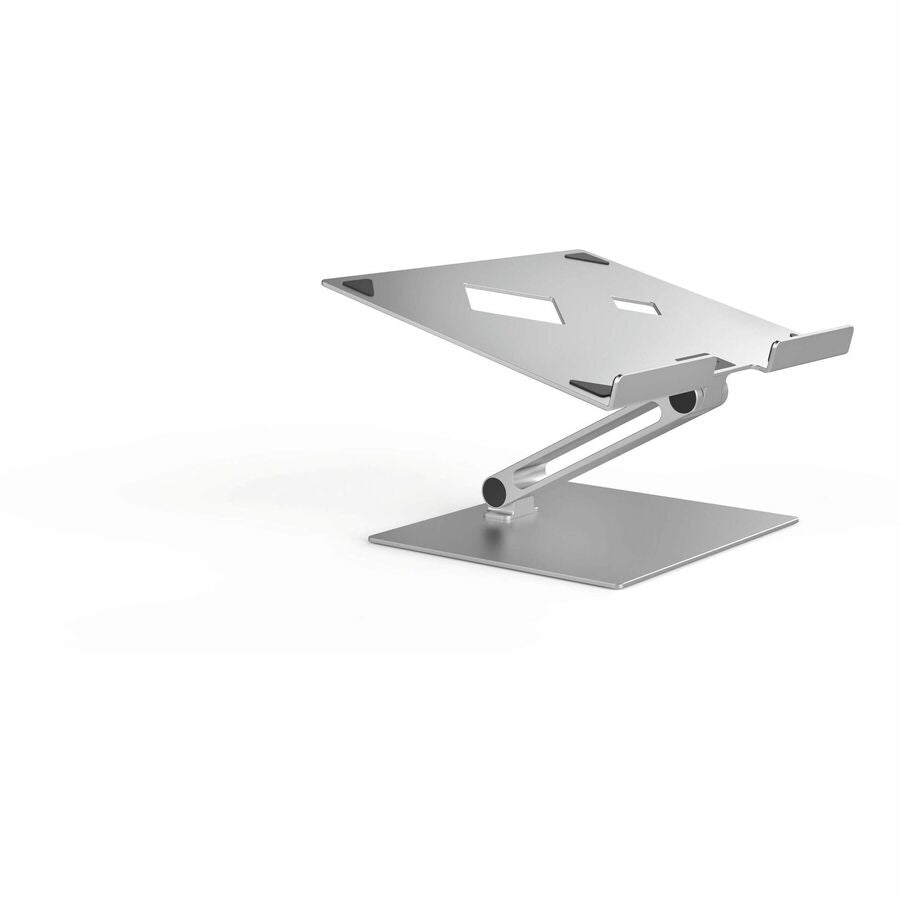DURABLE RISE Laptop Stand - Up to 17" Screen Support - 12.6" Height x 9.1" Width x 11" Depth - Desktop, Tabletop - Aluminum - Silver