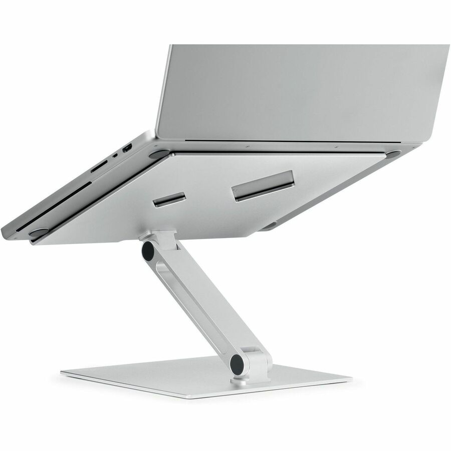 DURABLE RISE Laptop Stand - Up to 17" Screen Support - 12.6" Height x 9.1" Width x 11" Depth - Desktop, Tabletop - Aluminum - Silver
