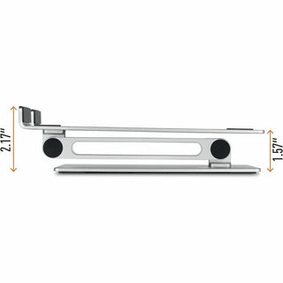 DURABLE RISE Laptop Stand - Up to 17" Screen Support - 12.6" Height x 9.1" Width x 11" Depth - Desktop, Tabletop - Aluminum - Silver