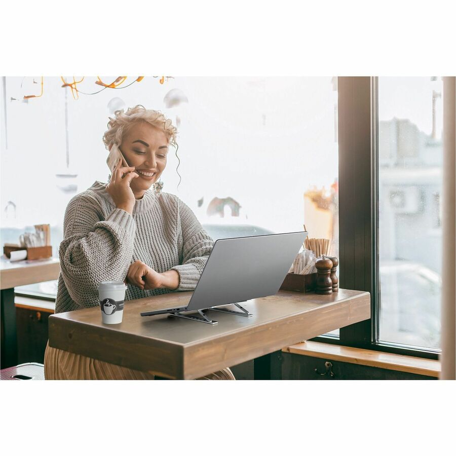 DURABLE Laptop Stand FOLD - Upto 15" Screen Size Notebook Support - Aluminum - Silver