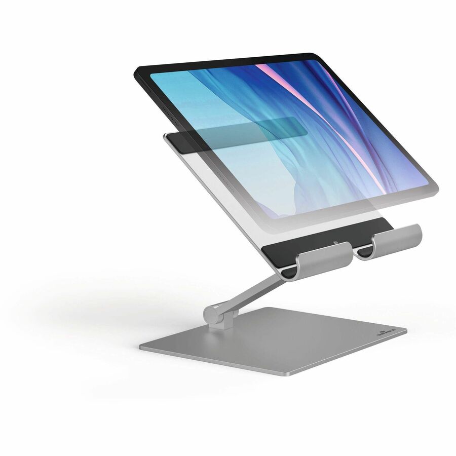 DURABLE Rise Tablet Stand - Up to 13" Screen Support - 2.20 lb Load Capacity - 8.1" Height x 6.7" Width x 5.4" Depth - Tabletop - Aluminum - Silver
