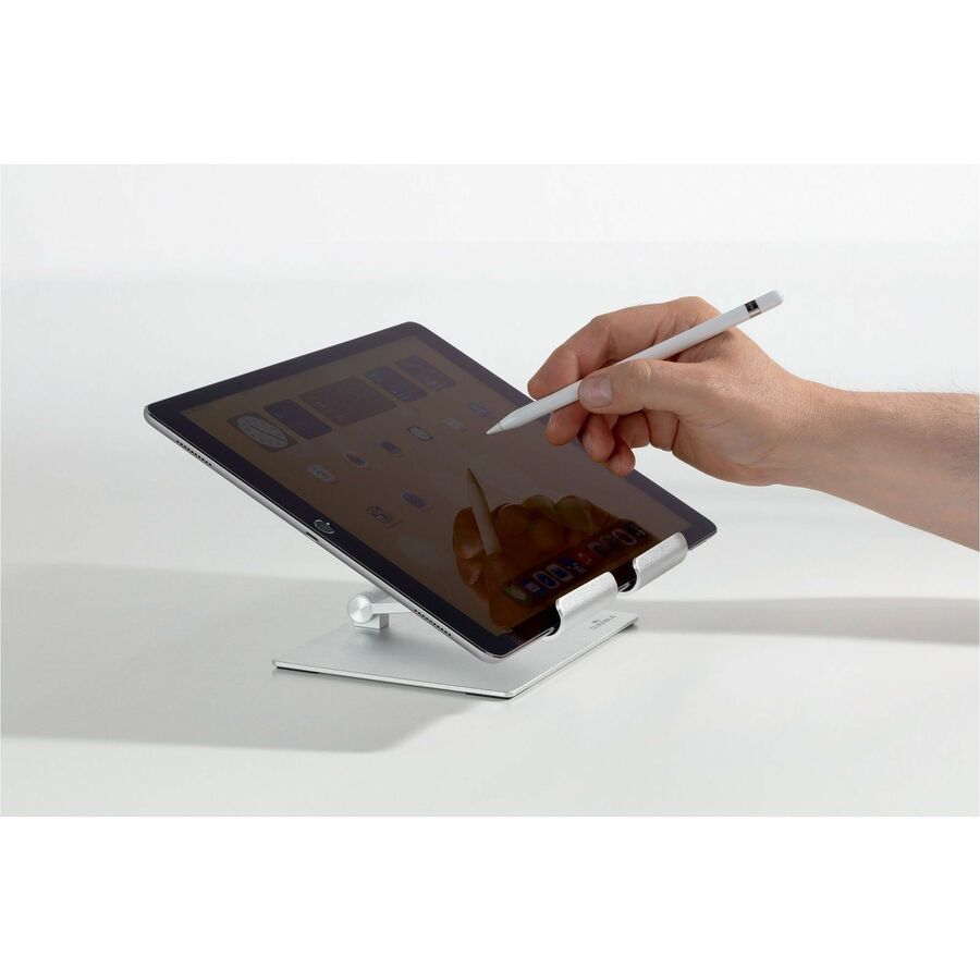 DURABLE Rise Tablet Stand - Up to 13" Screen Support - 2.20 lb Load Capacity - 8.1" Height x 6.7" Width x 5.4" Depth - Tabletop - Aluminum - Silver