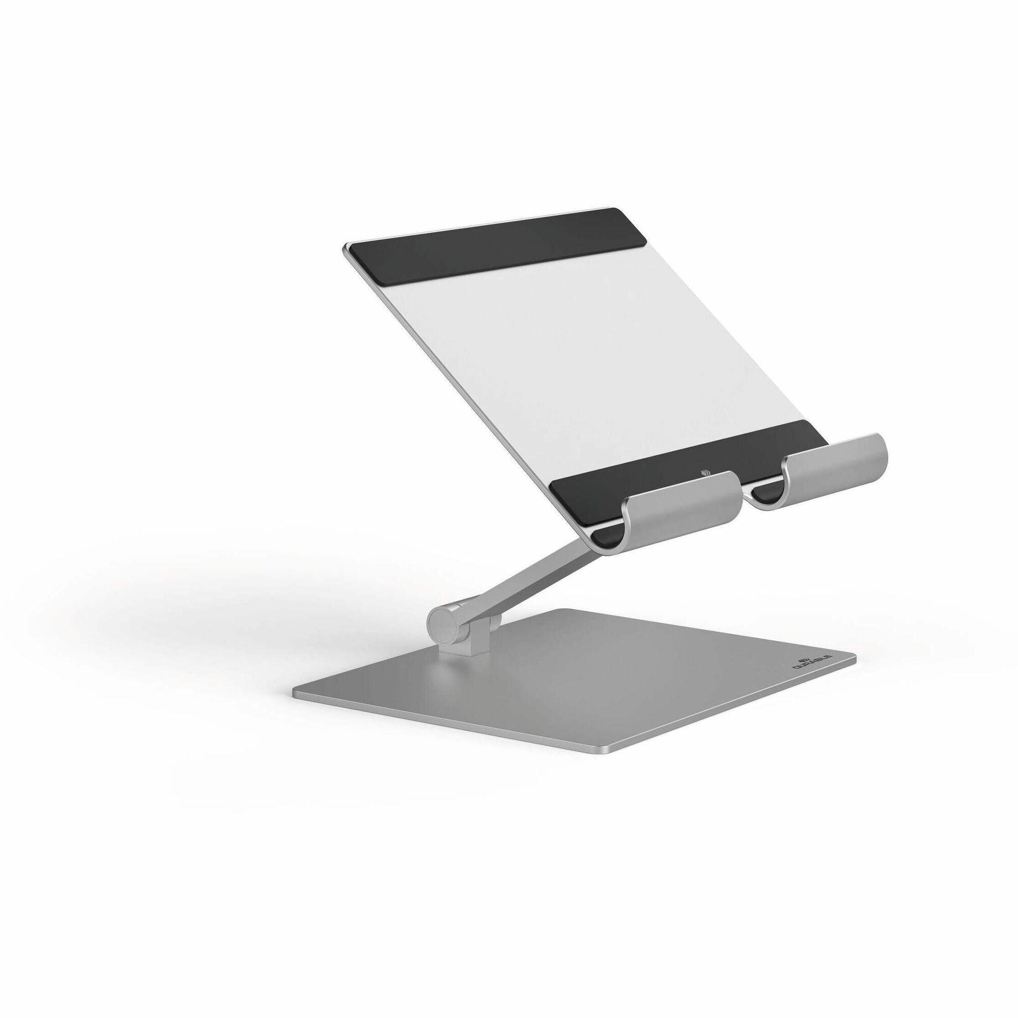 DURABLE Rise Tablet Stand - Up to 13" Screen Support - 2.20 lb Load Capacity - 8.1" Height x 6.7" Width x 5.4" Depth - Tabletop - Aluminum - Silver