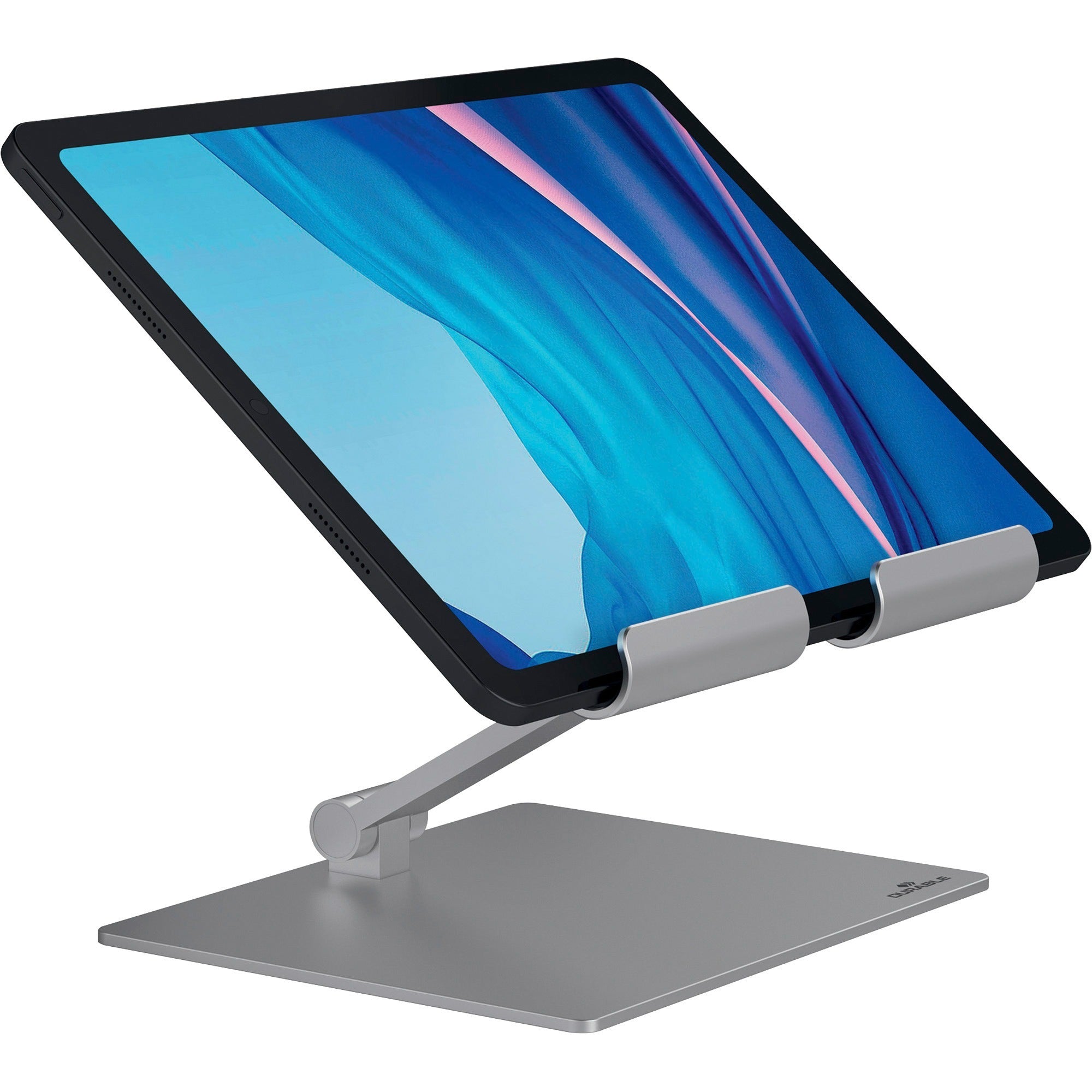 durable-rise-tablet-stand-up-to-13-screen-support-220-lb-load-capacity-81-height-x-67-width-x-54-depth-tabletop-aluminum-silver_dbl894023 - 2