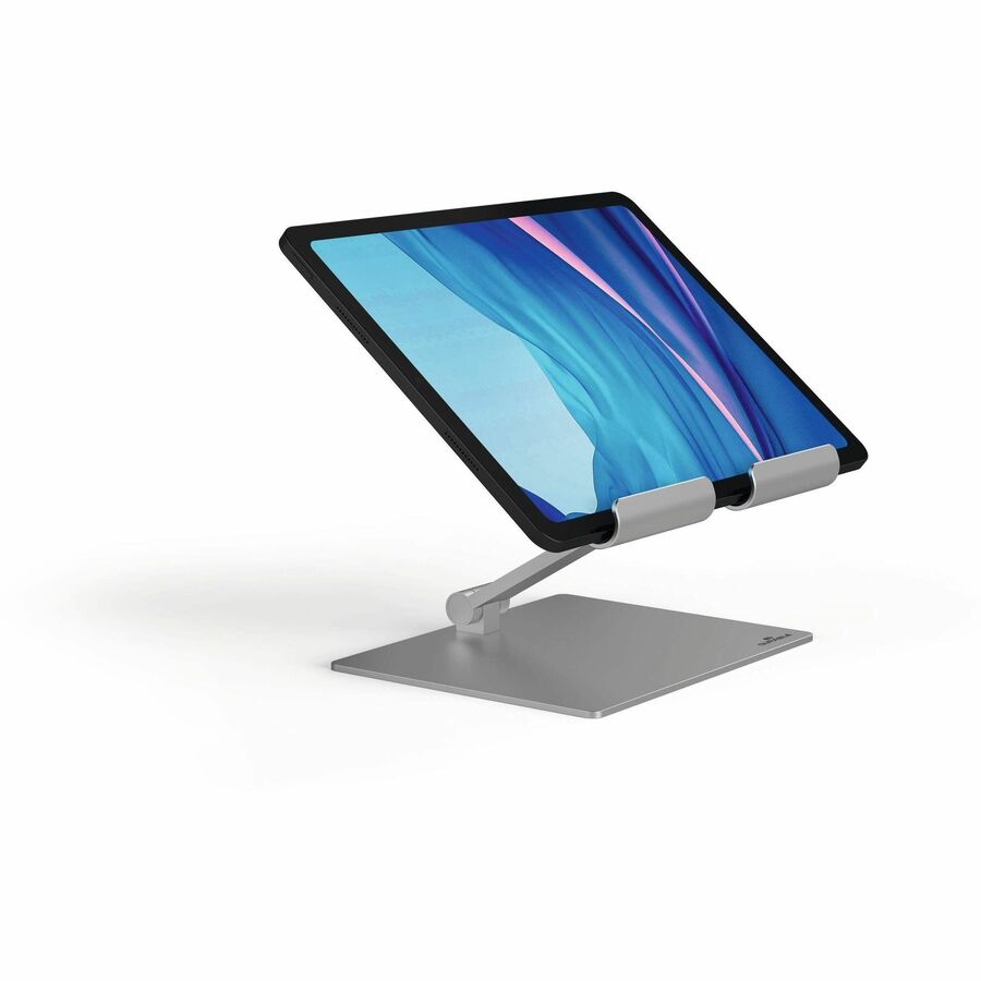 DURABLE Rise Tablet Stand - Up to 13" Screen Support - 2.20 lb Load Capacity - 8.1" Height x 6.7" Width x 5.4" Depth - Tabletop - Aluminum - Silver