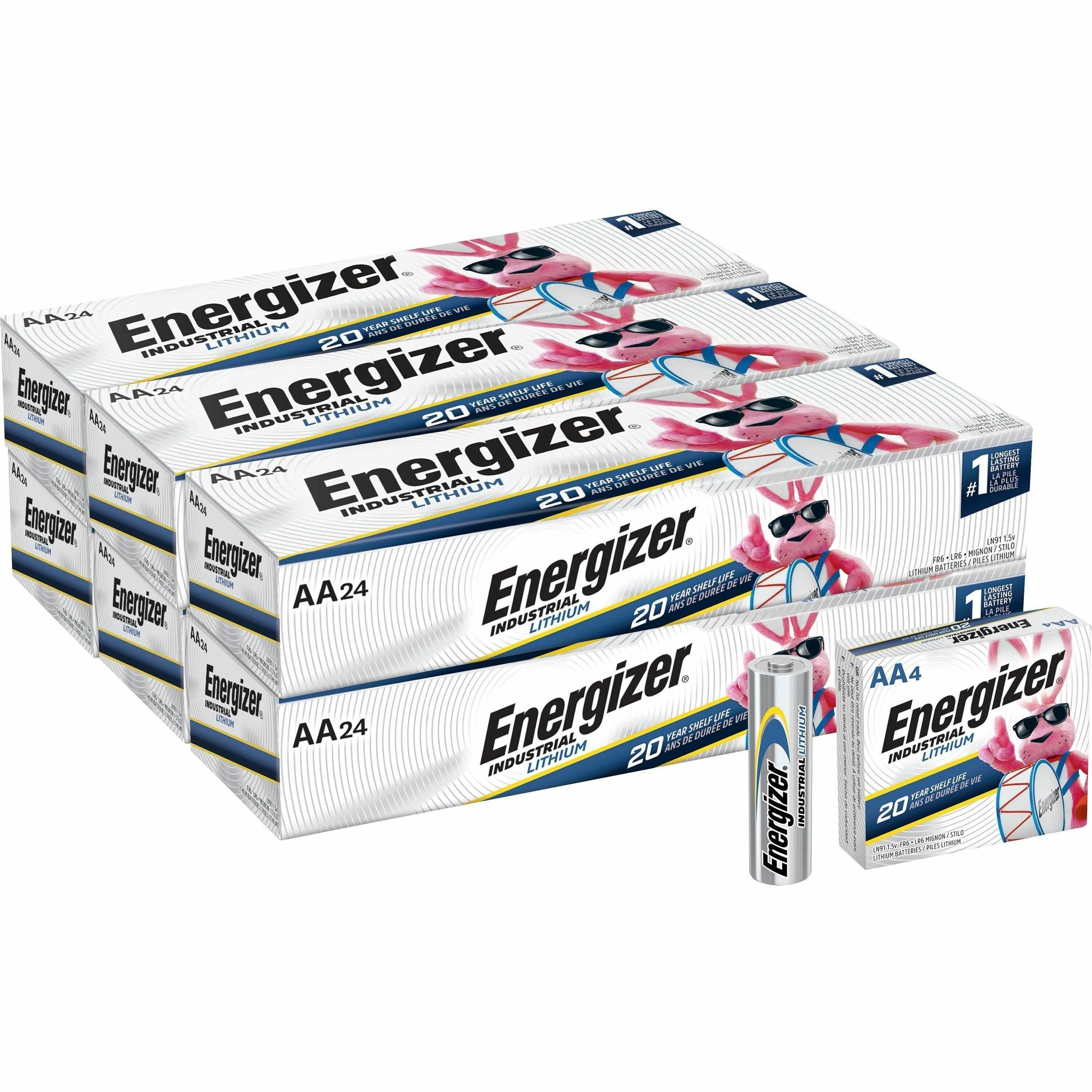 Energizer Industrial AA Lithium Battery 4-Packs - For Construction, Facility Maintenance, Medical Center, Office, Classroom - AA - 36 / Carton