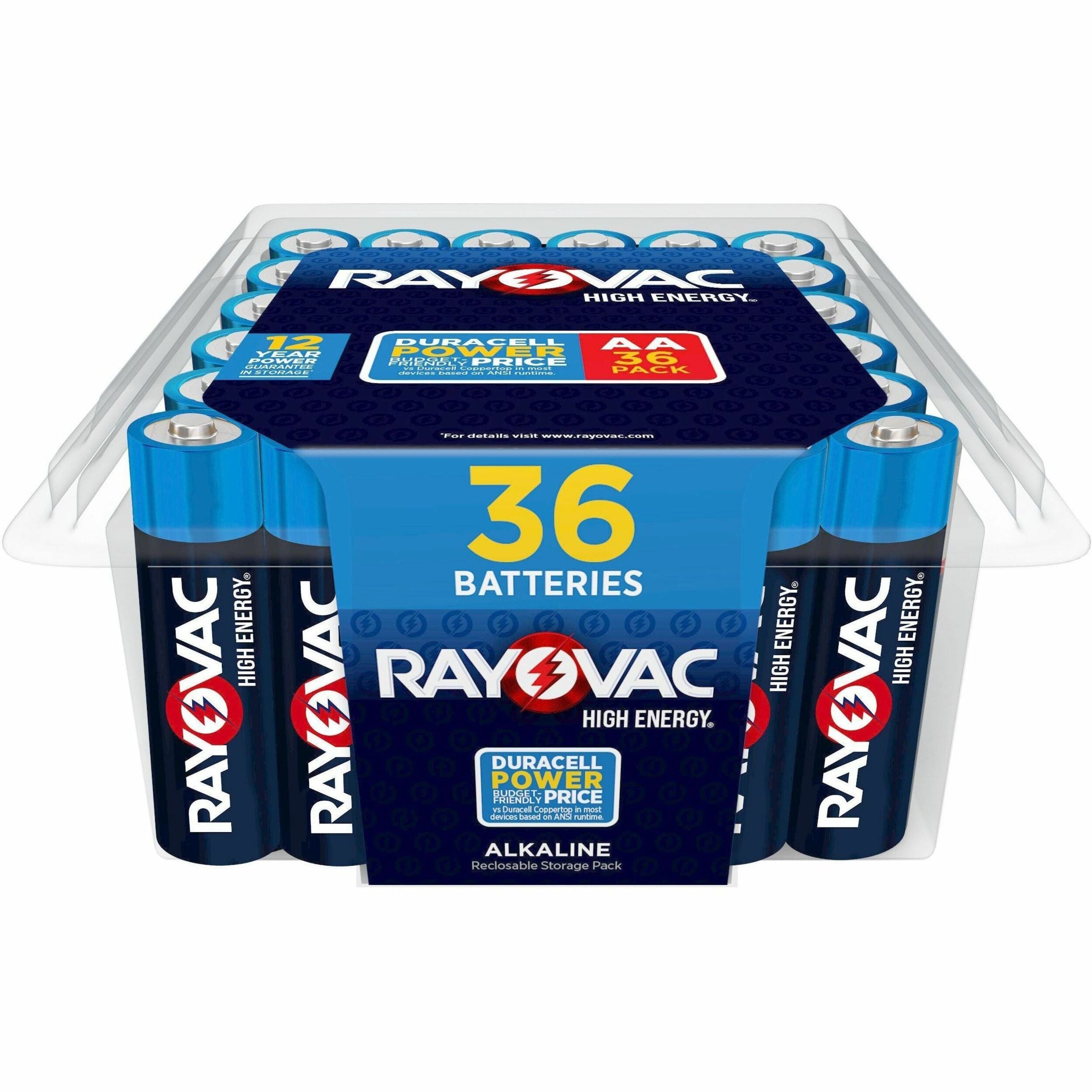 High Energy Premium Alkaline AA Batteries, 36/Pack