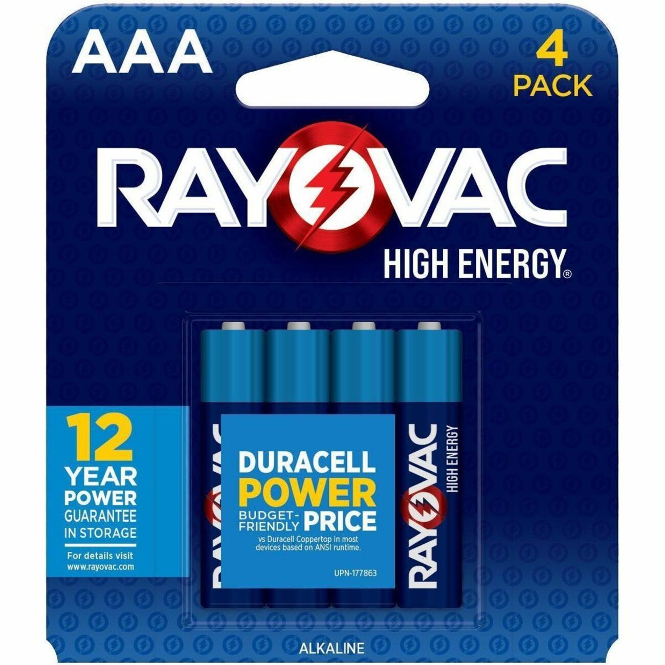 Rayovac High Energy Alkaline AAA Batteries - For Flashlight, Remote Control, Mouse - AAA - 4 / Pack