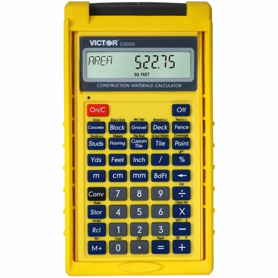 Victor C5000 Construction Materials Calculator - LCD - Battery Powered - 2 - LR44 - Yellow - 1 Each