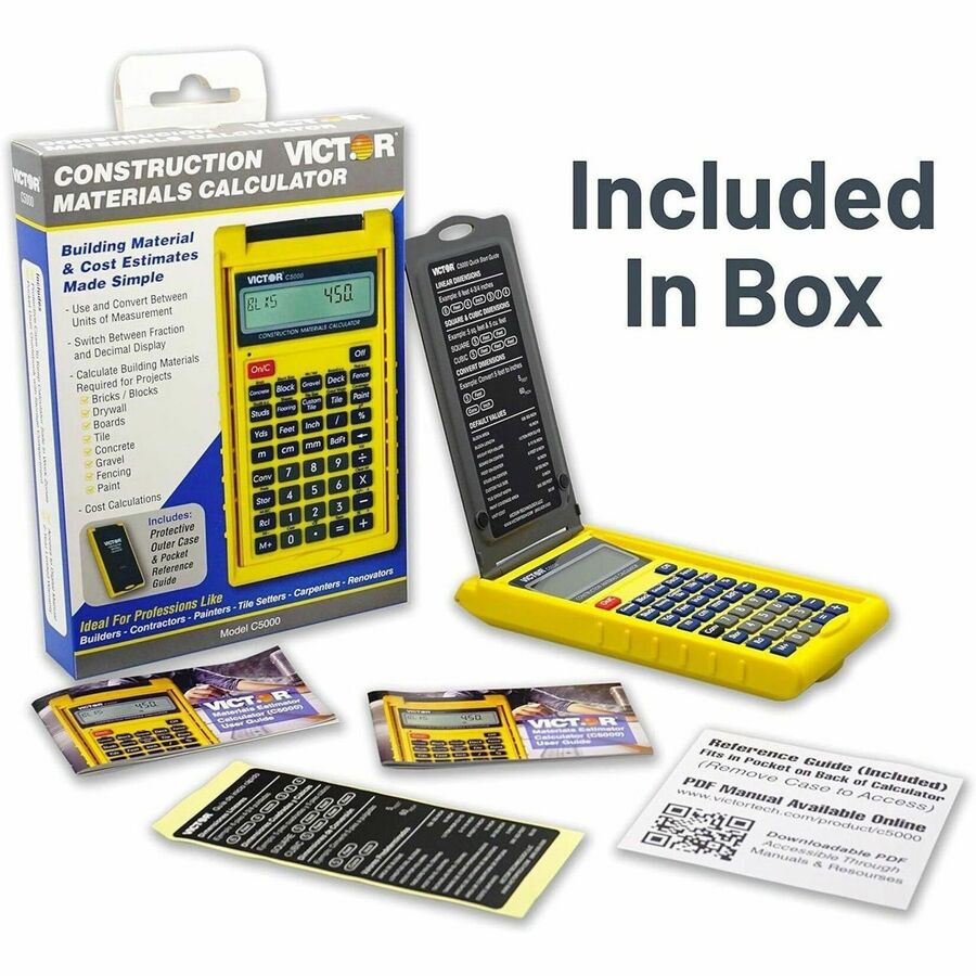 victor-c5000-construction-materials-calculator-lcd-battery-powered-2-lr44-yellow-1-each_vctc5000 - 5