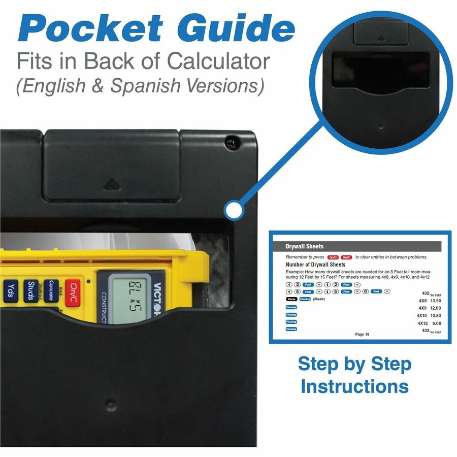 Victor C5000 Construction Materials Calculator - LCD - Battery Powered - 2 - LR44 - Yellow - 1 Each