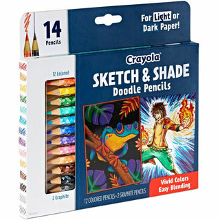 Crayola Sketch & Shade Doodle Pencils - 2H, HB Lead - Graphite Lead - Multicolor Barrel - 14 / Pack