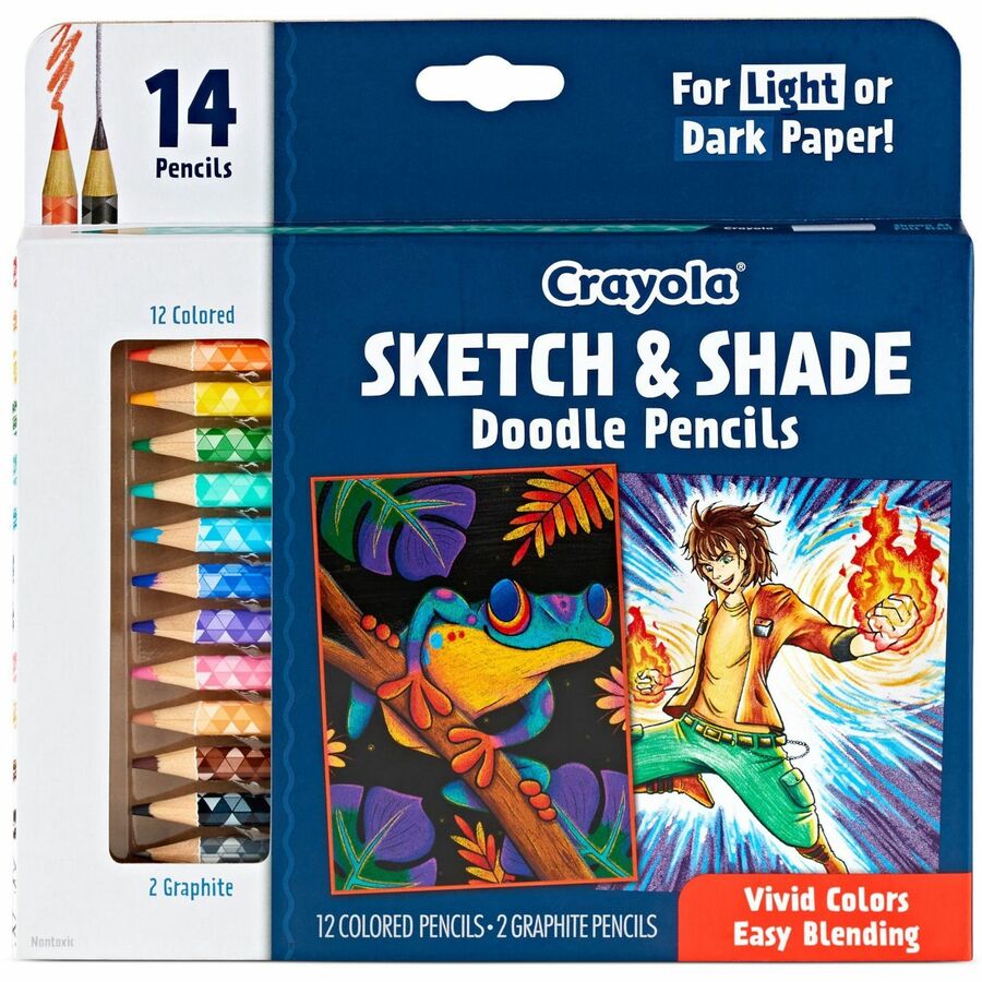 Crayola Sketch & Shade Doodle Pencils - 2H, HB Lead - Graphite Lead - Multicolor Barrel - 14 / Pack