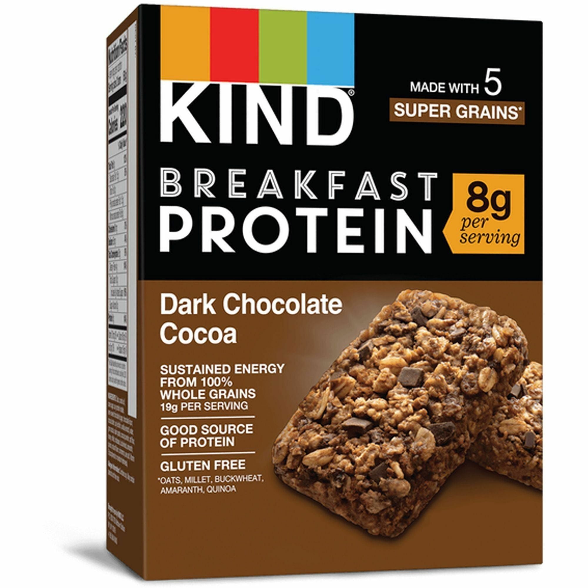 KIND Breakfast Protein Bars - Gluten-free, Dairy-free, Low Sodium, Trans Fat Free, Peanut-free - Dark Chocolate Cocoa - 1.76 oz - 6 / Box - 1