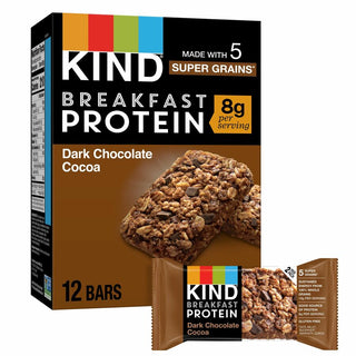 KIND Breakfast Protein Bars - Gluten-free, Dairy-free, Low Sodium, Trans Fat Free, Peanut-free - Dark Chocolate Cocoa - 1.76 oz - 6 / Box