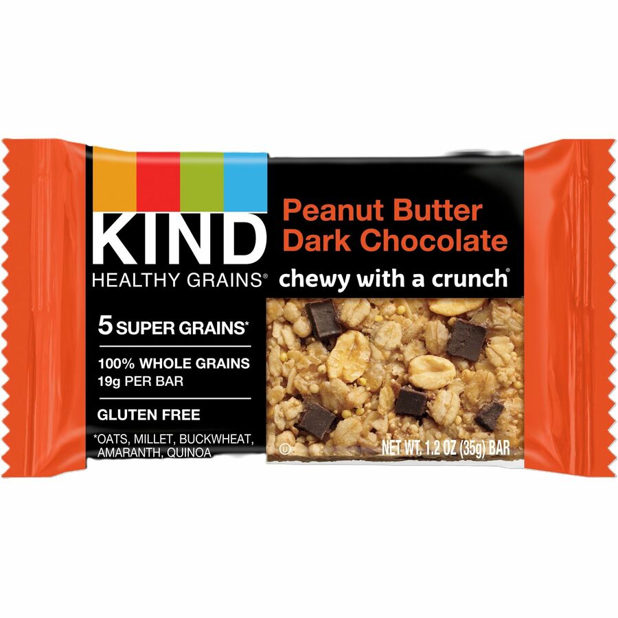 KIND Healthy Grains Bars - Trans Fat Free, Gluten-free, Low Sodium, Cholesterol-free - Peanut Butter Dark Chocolate - 1.20 oz - 15 / Box - 2