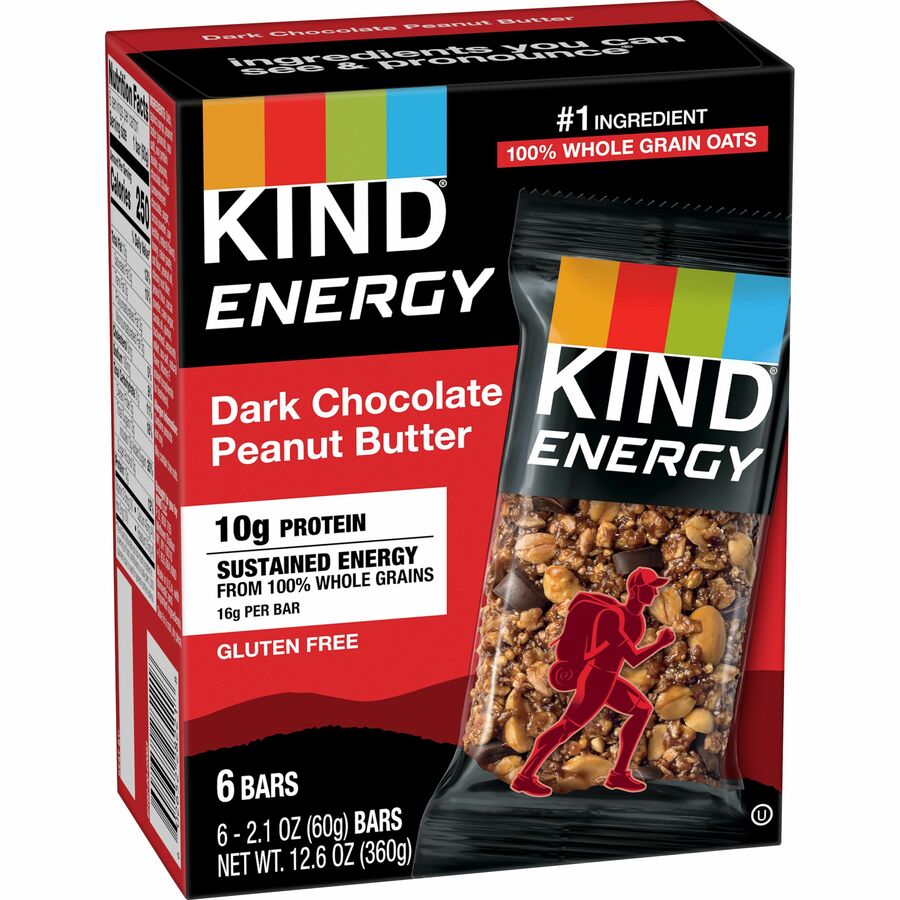 KIND Energy Bars - Trans Fat Free, Gluten-free, Individually Wrapped - Dark Chocolate Peanut Butter - 2.10 oz - 6 / Box