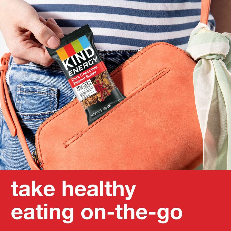 KIND Energy Bars - Trans Fat Free, Gluten-free, Individually Wrapped - Dark Chocolate Peanut Butter - 2.10 oz - 6 / Box