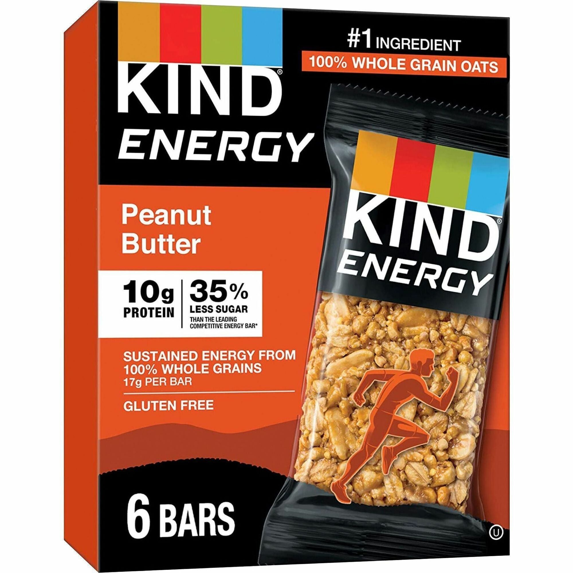 KIND Energy Bars - Trans Fat Free, Gluten-free, Individually Wrapped - Peanut Butter - 2.10 oz - 6 / Box