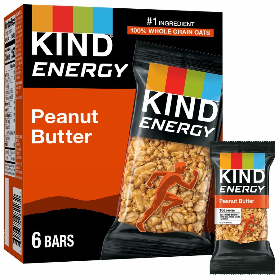 KIND Energy Bars - Trans Fat Free, Gluten-free, Individually Wrapped - Peanut Butter - 2.10 oz - 6 / Box