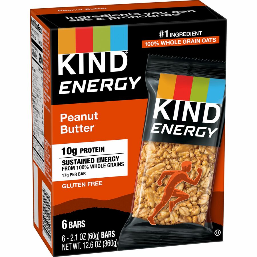 KIND Energy Bars - Trans Fat Free, Gluten-free, Individually Wrapped - Peanut Butter - 2.10 oz - 6 / Box