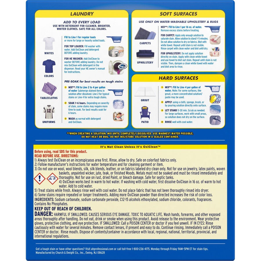 OxiClean Stain Remover Powder - 115.52 oz (7.22 lb) - 4 / Carton - Chlorine-free, Color Safe - Blue