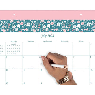 cambridge-pippa-academic-desk-pad-calendar-academic-monthly-12-month-july-2023-june-2024-1-month-single-page-layout-17-x-21-3-4-sheet-size-275-x-225-block-headband-desk-pad-blue-green-pink-unruled-daily-block-referenc_aag1668704a - 3