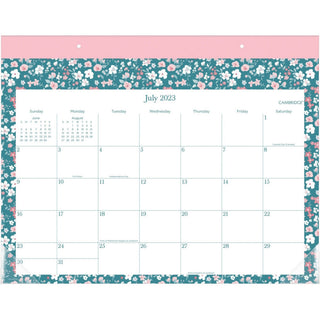 cambridge-pippa-academic-desk-pad-calendar-academic-monthly-12-month-july-2023-june-2024-1-month-single-page-layout-17-x-21-3-4-sheet-size-275-x-225-block-headband-desk-pad-blue-green-pink-unruled-daily-block-referenc_aag1668704a - 1