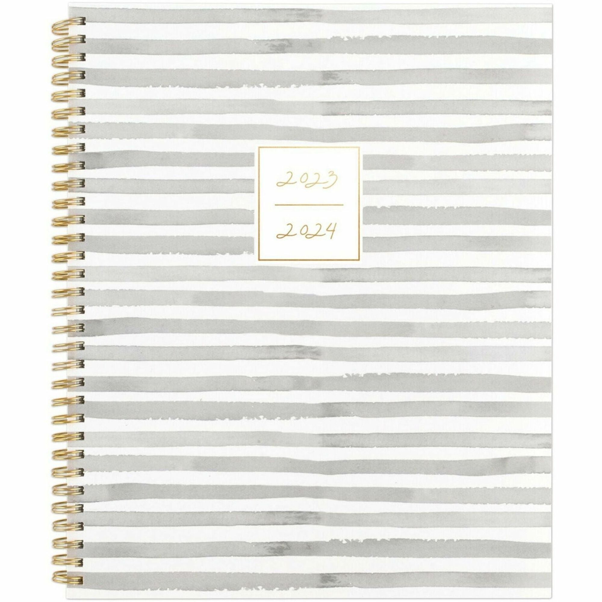 Cambridge Leah Bisch Academic Planner - Large Size - Academic - Weekly, Monthly - 12 Month - July 2023 - June 2024 - 1 Week, 1 Month Double Page Layout - 8 1/2" x 11" Sheet Size - Twin Wire - Gray, White - Flexible Cover, Unruled Planning Space, Note - 1