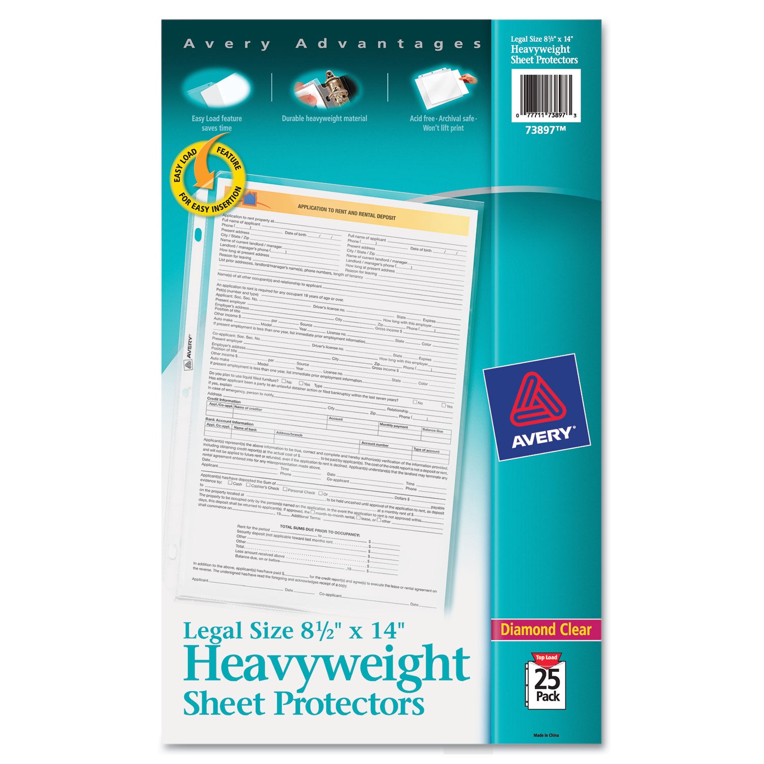 Top-Load Polypropylene Sheet Protector, Heavy, Legal, Diamond Clear, 25/Pack - 