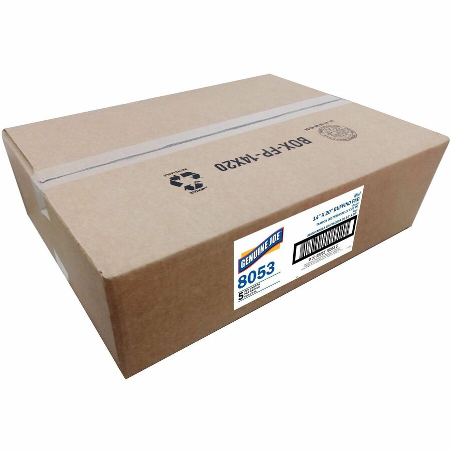 Genuine Joe Buffing Floor Pad - 5/Carton - 14" Width - Buffing, Floor - Red