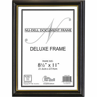 nudell Document Frame - 8.50" x 11" Frame Size - Vertical, Horizontal - Unbreakable, Hanger - 1 Each - Plastic, Wood - Wood Grain, Black