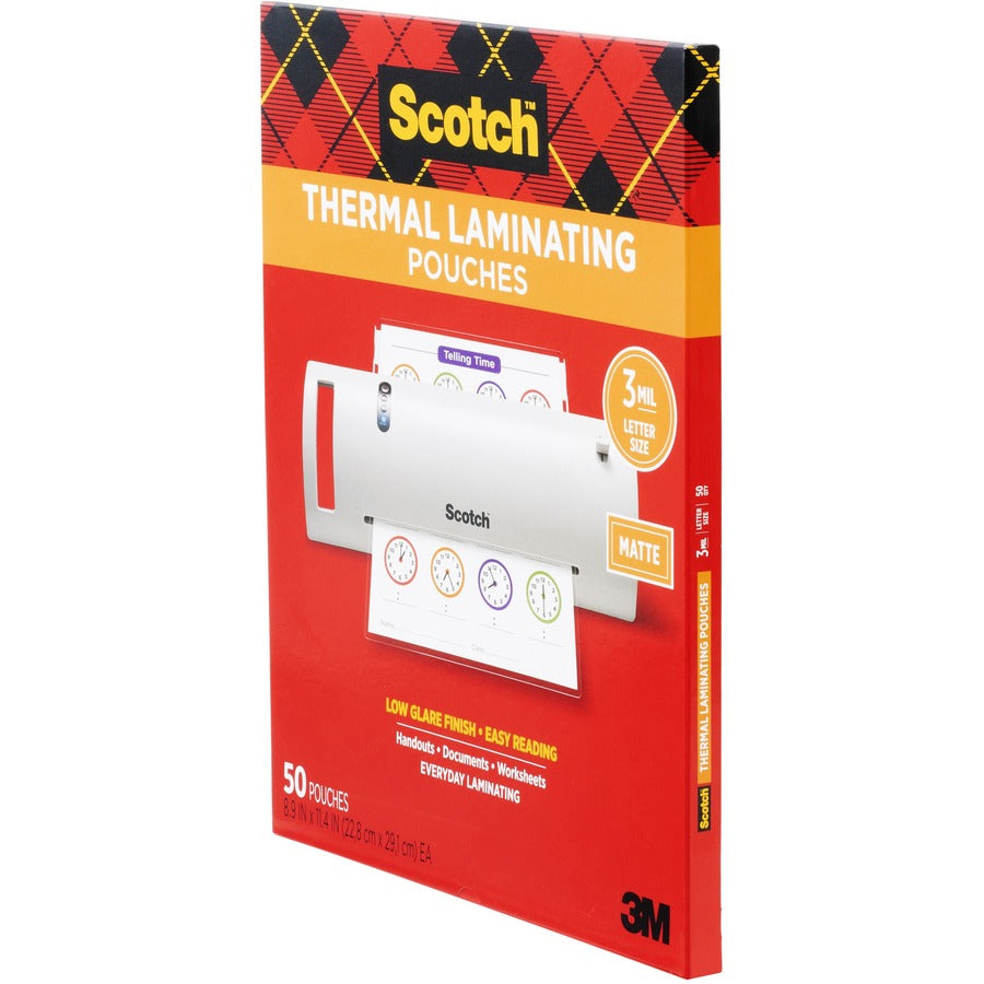 Scotch Laminating Pouch - Laminating Pouch/Sheet Size: 8.90" Width x 11.40" Length x 3 mil Thickness - for Laminator, Document, Award, Sign, Calendar, Certificate, Artwork, Schedule - Double Sided - Clear - 1 Pack