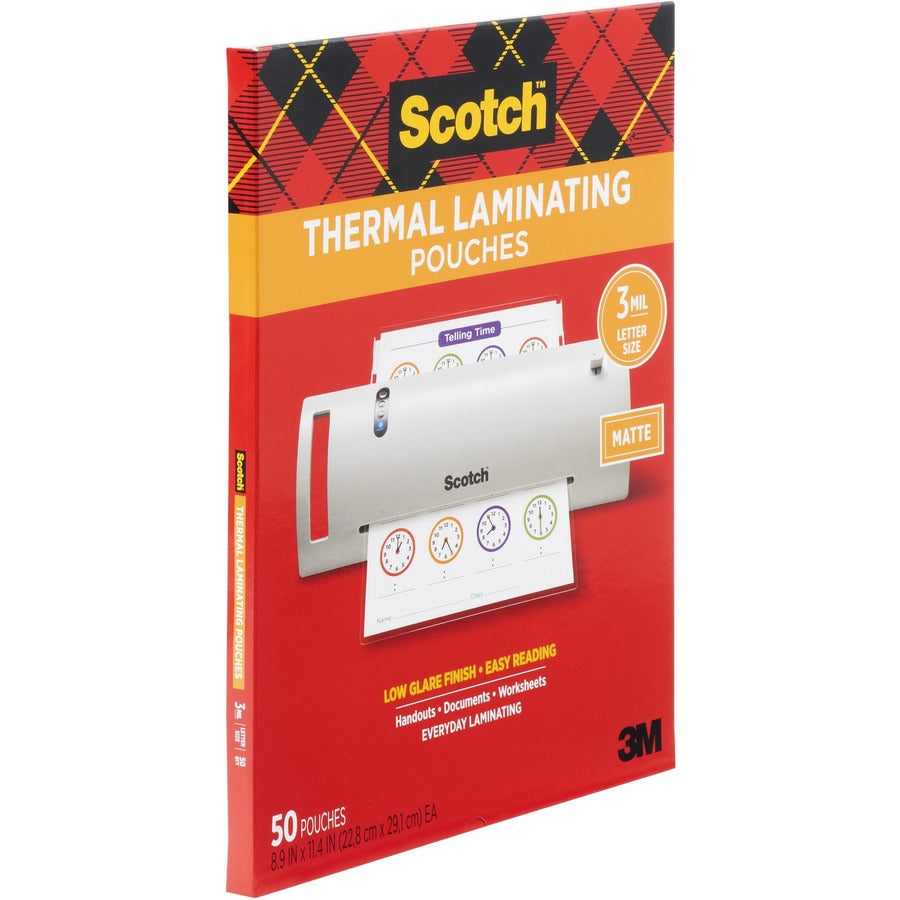 Scotch Laminating Pouch - Laminating Pouch/Sheet Size: 8.90" Width x 11.40" Length x 3 mil Thickness - for Laminator, Document, Award, Sign, Calendar, Certificate, Artwork, Schedule - Double Sided - Clear - 1 Pack