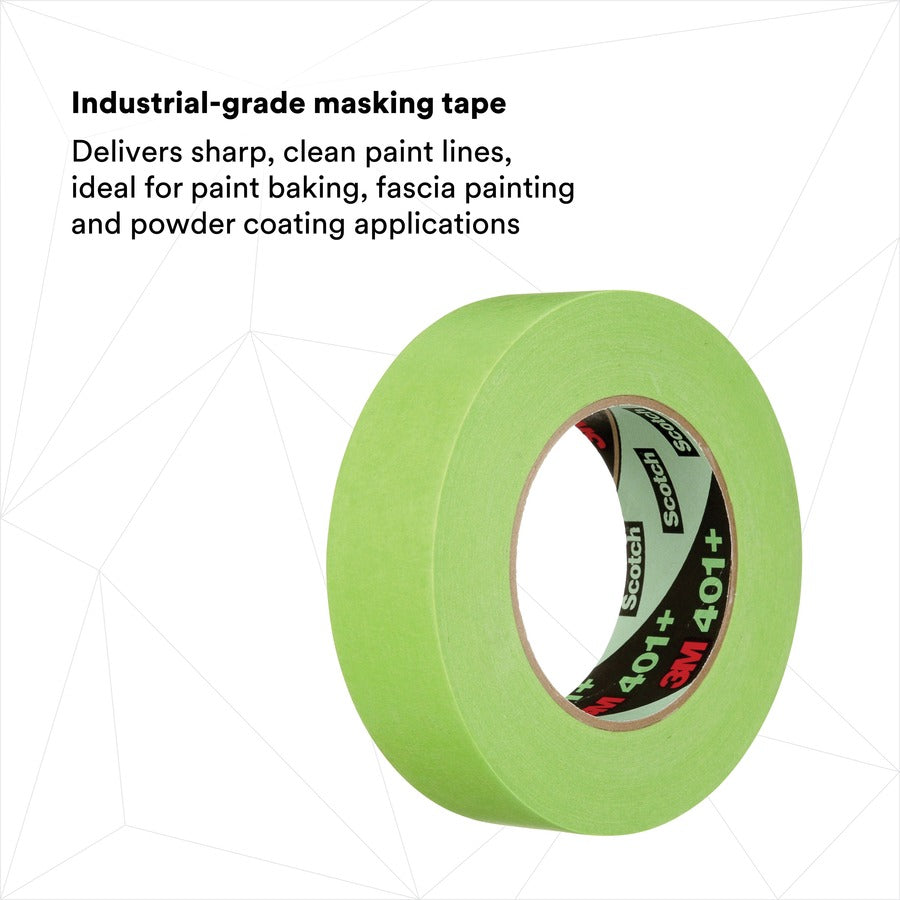3M 401+ High Performance Green Masking Tape - Crepe Paper - Synthetic Rubber Backing - 1 Roll - Green
