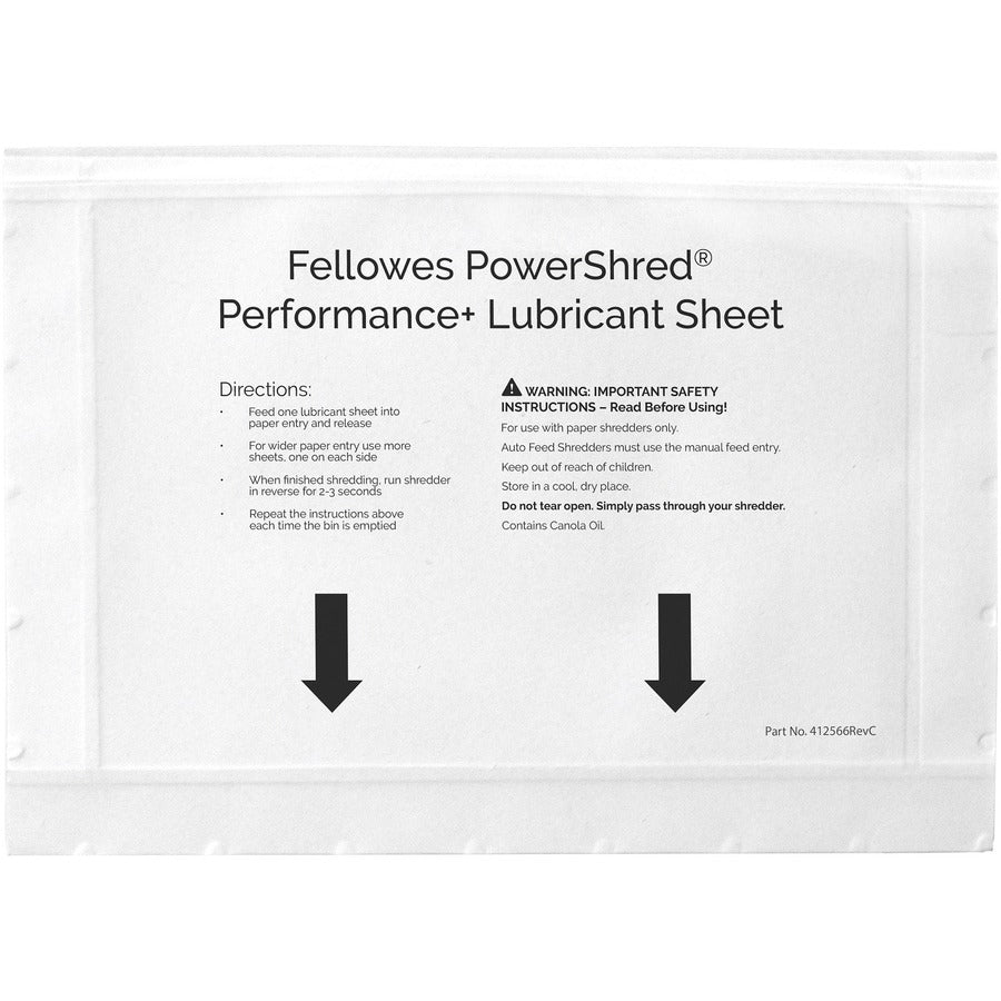 Powershred Performance+ Lubricant Sheets, 8.5 x 6, 10/Pack