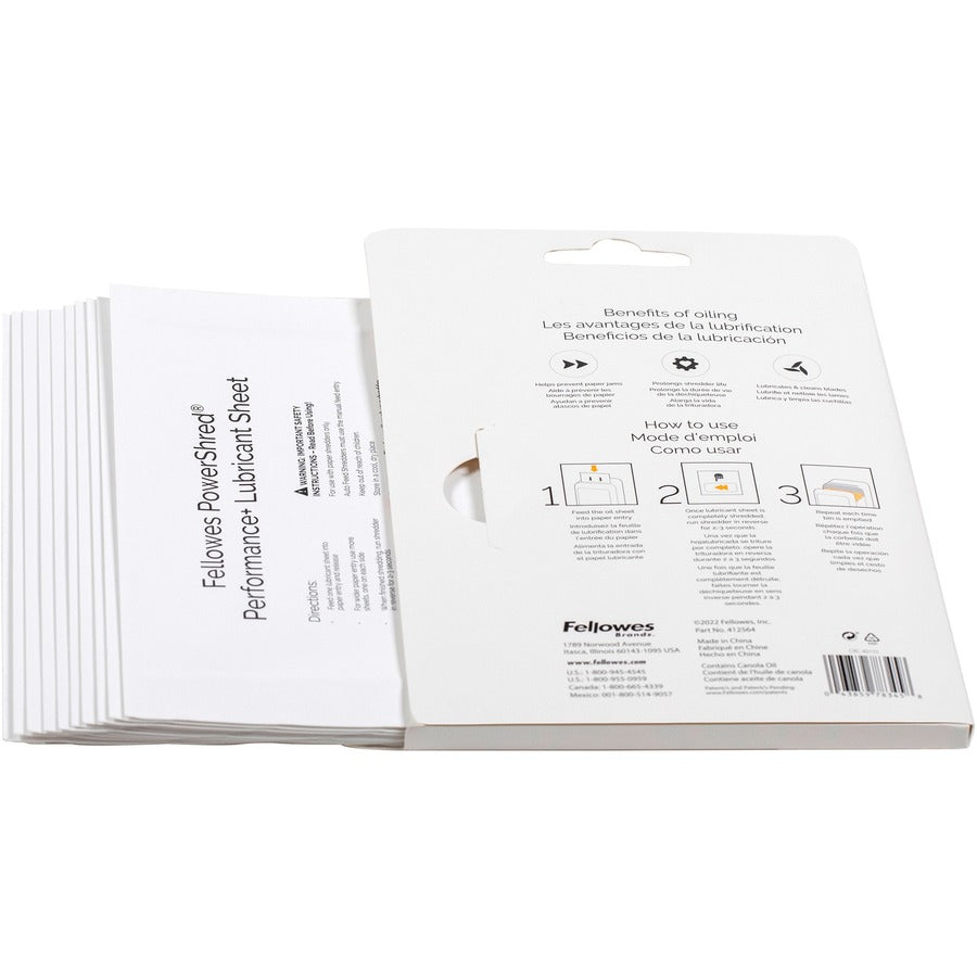 Powershred Performance+ Lubricant Sheets, 8.5 x 6, 10/Pack