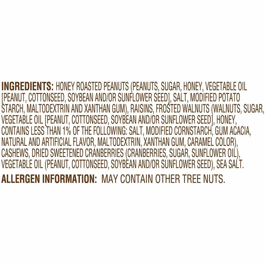 fisher-sweet-nut-mix-resealable-bag-honey-roasted-peanut-raisin-walnut-cashew-dried-cranberries-1-serving-bag-4-oz-6-carton_jbsp27169 - 5