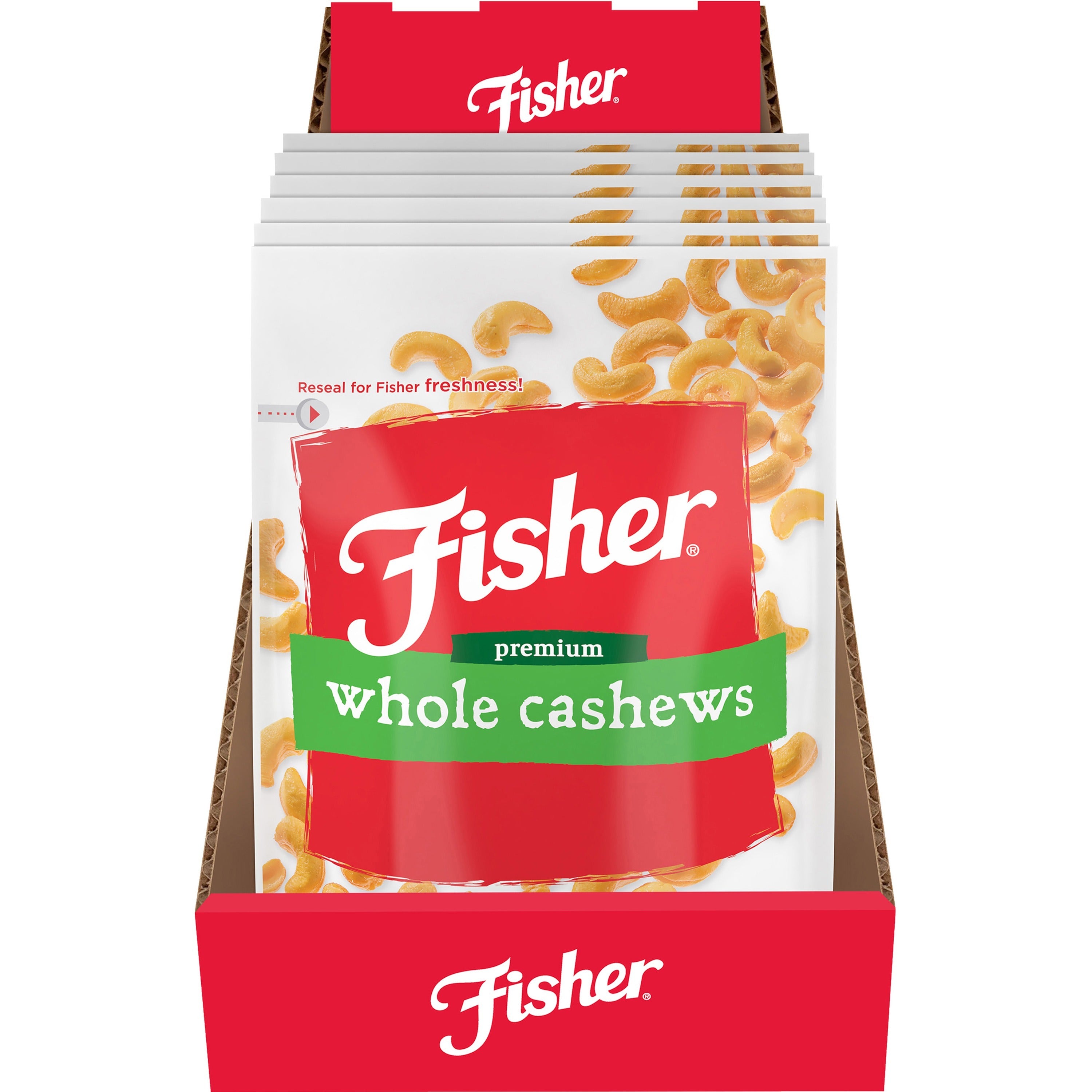 fisher-premium-whole-cashews-no-artificial-color-no-artificial-flavor-sea-salt-1-serving-bag-5-oz-6-carton_jbsp27299 - 1