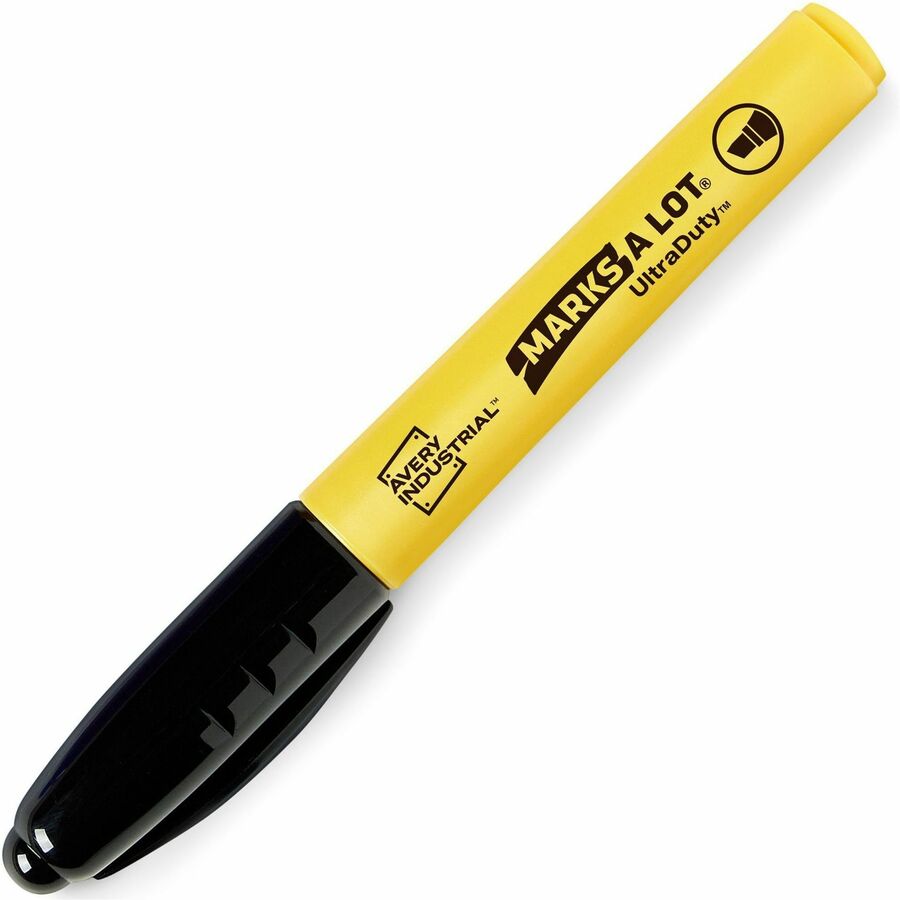 Avery UltraDuty Markers, Chisel Tip, 2 Assorted Markers (29863) - Bold, Narrow Marker Point - 1 mm Marker Point Size - Chisel Marker Point Style - Black, Red - Polyester Tip - 2 Pack