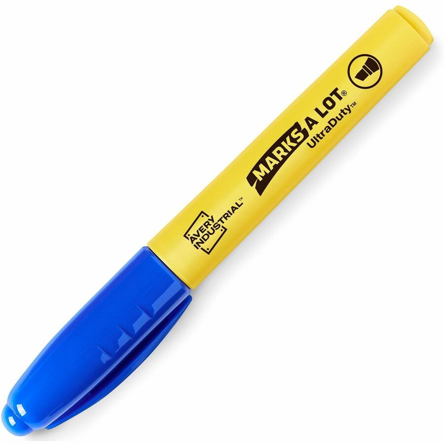 Avery UltraDuty Markers, Chisel Tip, 3 Assorted Markers (29864) - Bold, Narrow Marker Point - 1 mm Marker Point Size - Chisel Marker Point Style - Black, Red, Blue - Polyester Tip - 3 Pack