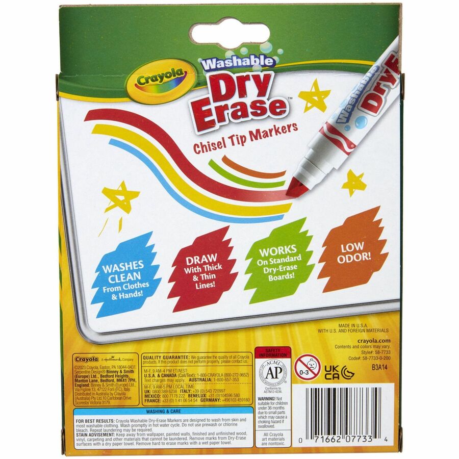Crayola Washable Dura-Wedge Tip Dry-Erase Markers - 1 Pack