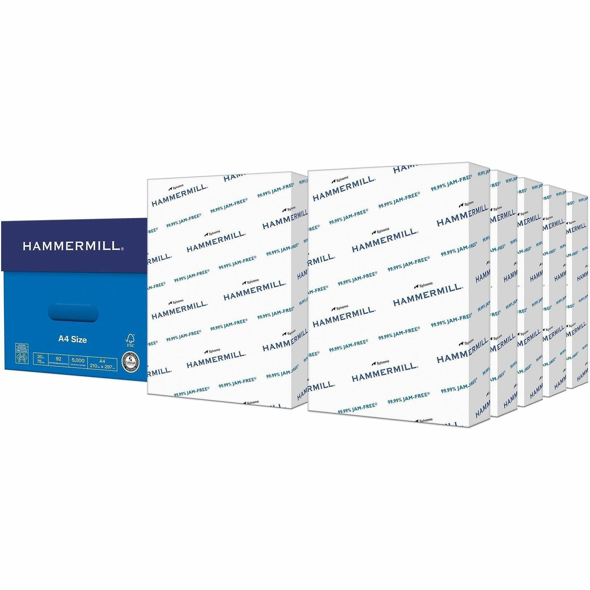 Hammermill Copy Plus Paper - White - A4 - 8 17/64" x 11 11/16" - 20 lb Basis Weight - 10 / Carton - FSC - Jam-free, Acid-free - White