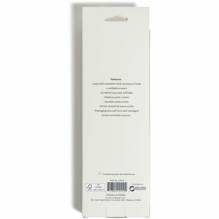 U Brands Cambria Mechanical Pencils - #2 Lead - Refillable - Matte Blush Barrel - 1 Pack